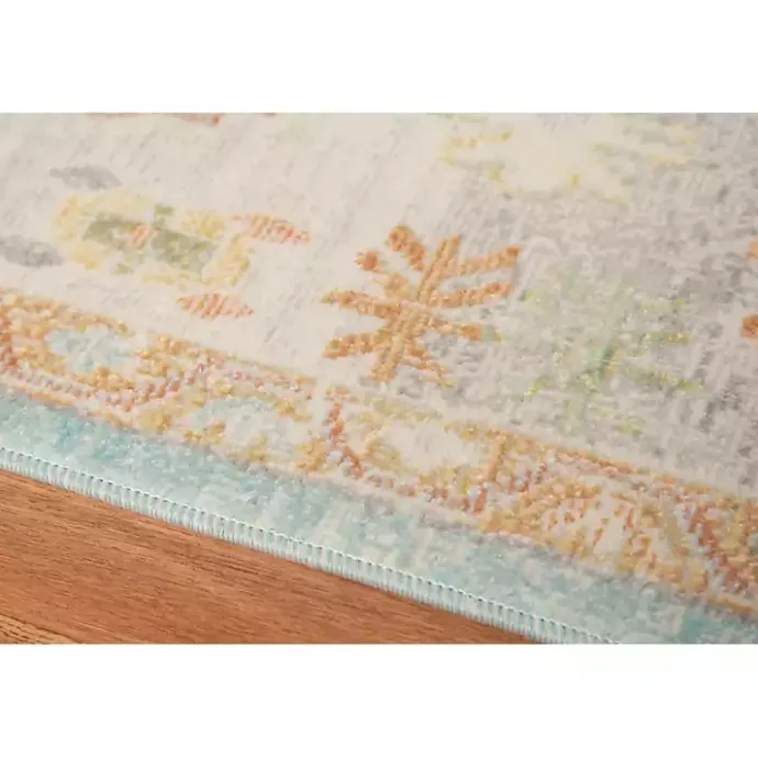 Hot Kirklands Home Aqua and Beige Bohemian Area Rug, 5x8