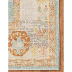 Hot Kirklands Home Aqua and Beige Bohemian Area Rug, 5x8