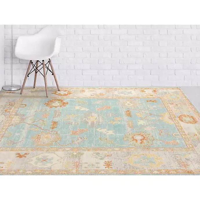 Hot Kirklands Home Aqua and Beige Bohemian Area Rug, 5x8