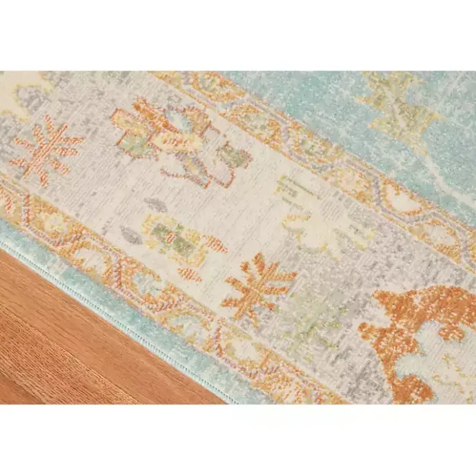 Outlet Kirklands Home Aqua and Beige Bohemian Area Rug, 7x9 Blue