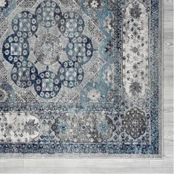 Kirklands Home Aqua and Gray Alex Area Rug, 5x7
