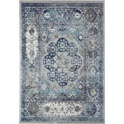 Hot Kirklands Home Aqua and Gray Alex Loomed Area Rug, 7x9