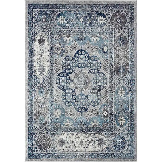 Hot Kirklands Home Aqua and Gray Alex Loomed Area Rug, 7x9