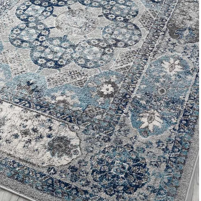 Hot Kirklands Home Aqua and Gray Alex Loomed Area Rug, 7x9