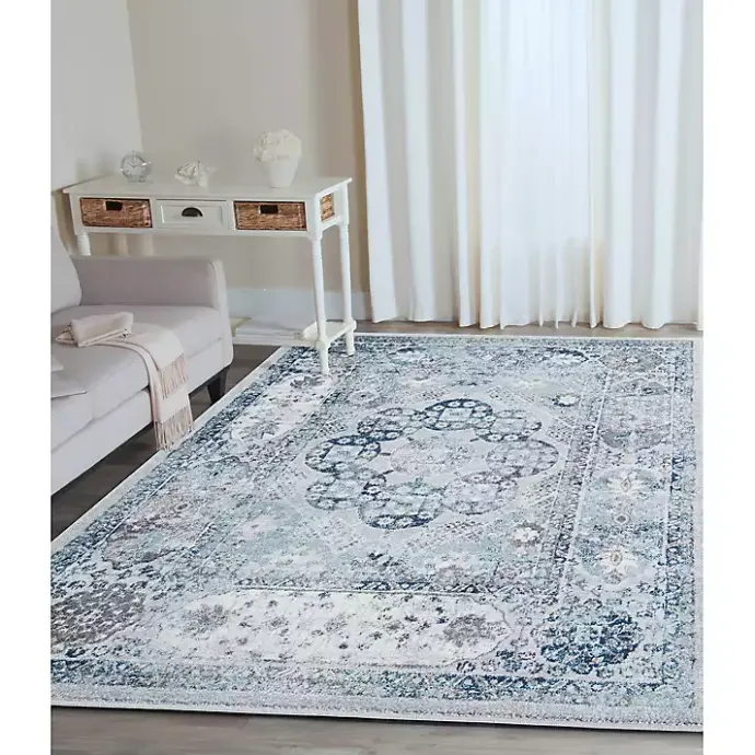 Hot Kirklands Home Aqua and Gray Alex Loomed Area Rug, 7x9