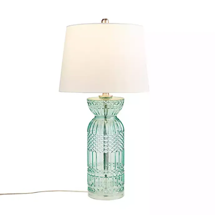 Kirklands Home Aqua Textured Glass Luxuria Table Lamp Blue