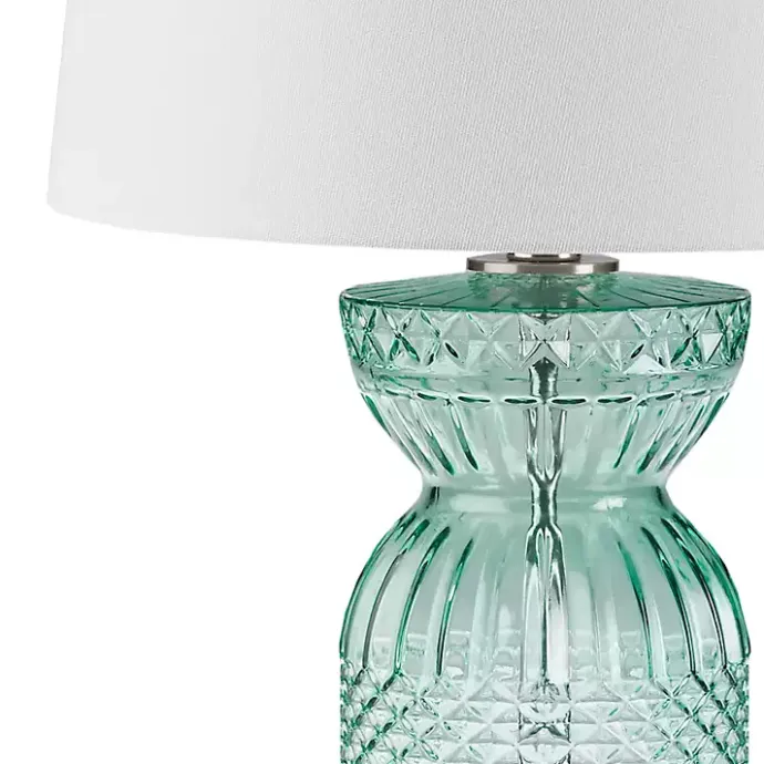 Kirklands Home Aqua Textured Glass Luxuria Table Lamp Blue