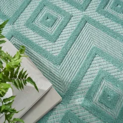 Hot Kirklands Home Aqua Flatweave Diamond Outdoor Area Rug Blue