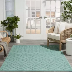 Hot Kirklands Home Aqua Flatweave Diamond Outdoor Area Rug Blue