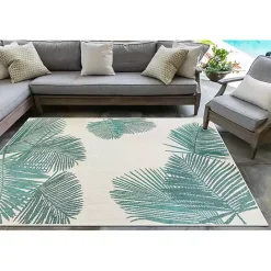 Clearance Kirklands Home Aqua Forest Leaf Indoor/Outdoor Area Rug, 6x9