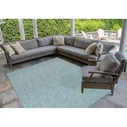 Discount Kirklands Home Aqua Intertwine Indoor/Outdoorr Area Rug, 6x9 Blue