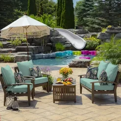 Sale Kirklands Home Aqua Leala Texture Outdoor Deep Seat Cushions Blue
