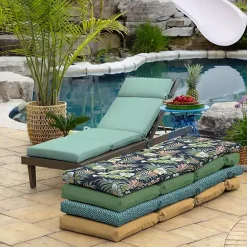 Kirklands Home Aqua Leala Texture Outdoor Chaise Cushion Blue