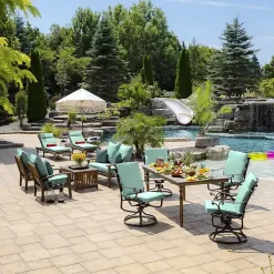 Kirklands Home Aqua Leala Texture Outdoor Chaise Cushion Blue