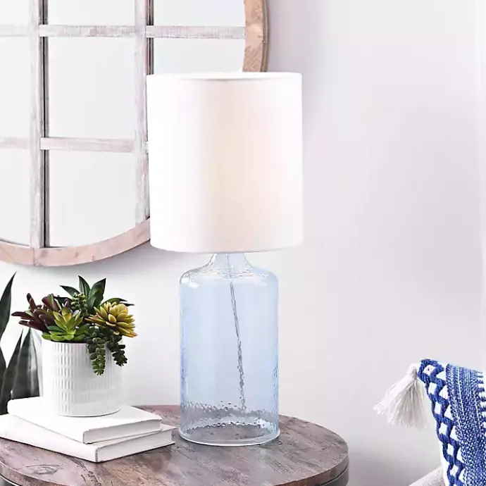 Kirklands Home Aqua Seeded Glass Table Lamp White