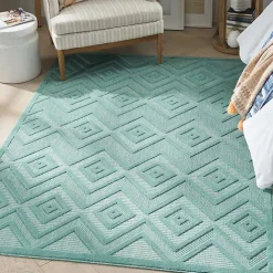 Hot Kirklands Home Aqua Teal Diamond Indoor/Outdoor Area Rug, 5x7 Blue