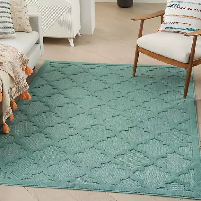 Kirklands Home Aqua Trellis Indoor/Outdoor Area Rug, 6x9 Blue