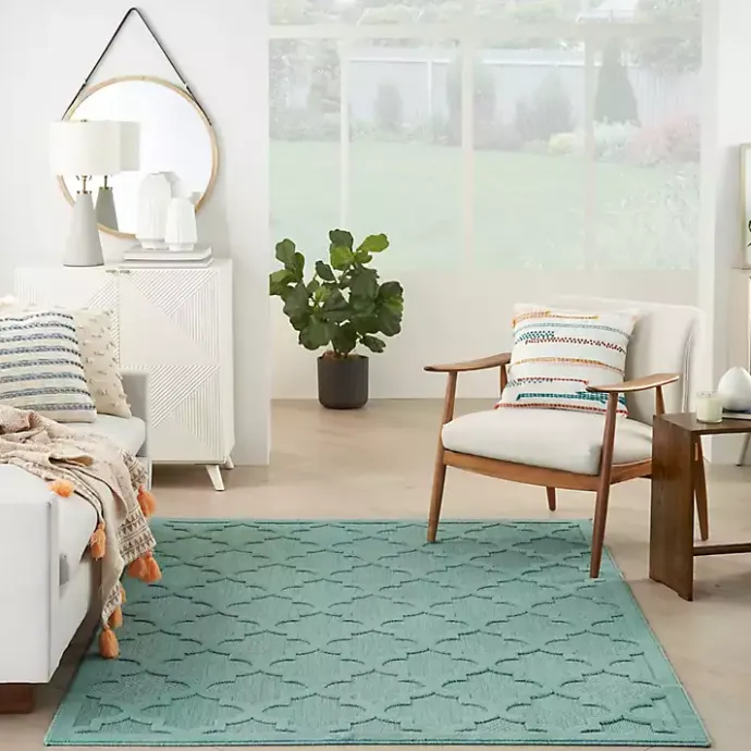 Kirklands Home Aqua Trellis Indoor/Outdoor Area Rug, 6x9 Blue