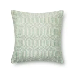 Discount Kirklands Home Aquamarine Woven Geometric Outdoor Throw Pillow Green