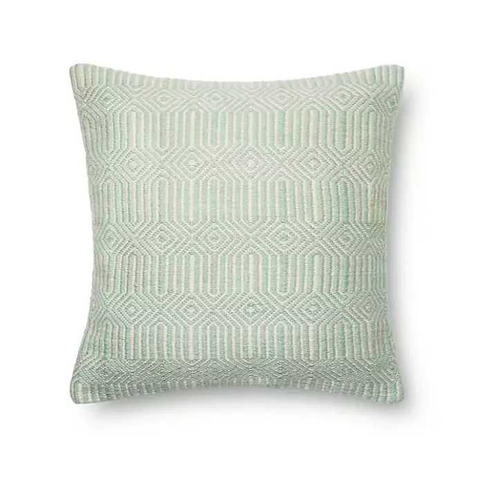 Discount Kirklands Home Aquamarine Woven Geometric Outdoor Throw Pillow Green