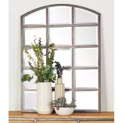 Kirklands Home Arched Windowpane Wall Mirror Gray
