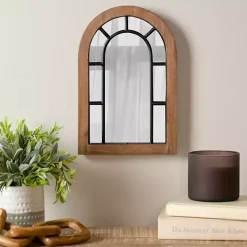 Hot Kirklands Home Arched Wood and Metal Overlay Tabletop Mirror
