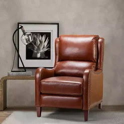 Best Kirklands Home Arturo Leather Wingback Recliner Brown