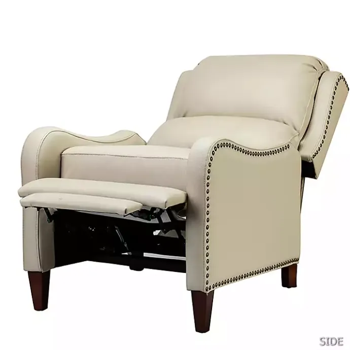 Discount Kirklands Home Arturo Leather Wingback Recliner Ivory