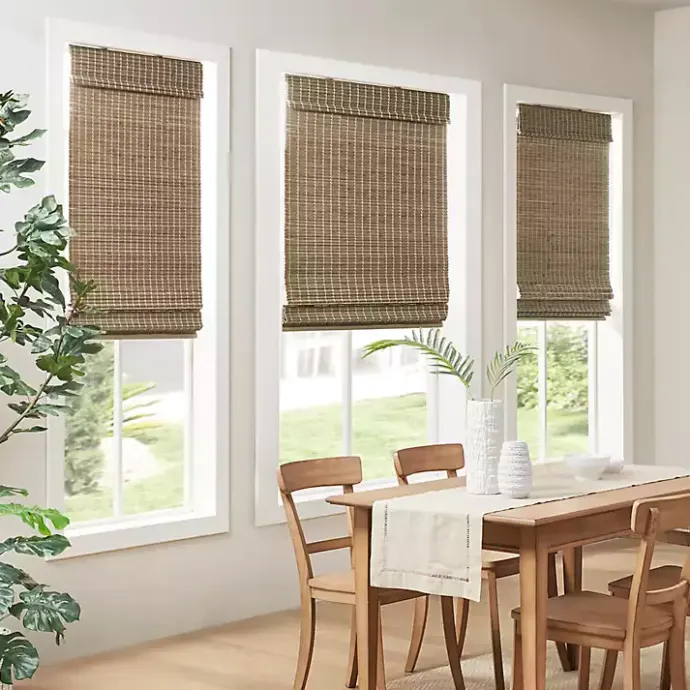 Outlet Kirklands Home Ash Bamboo Light Filtering Roman Shade, 33 in. Brown