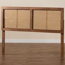 Sale Kirklands Home Ash Walnut Wood Rattan Frame King Headboard