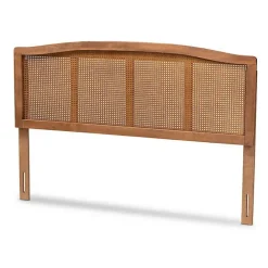 Best Kirklands Home Ash Walnut Woven Rattan Queen Headboard Brown