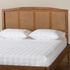 Best Kirklands Home Ash Walnut Woven Rattan Queen Headboard Brown