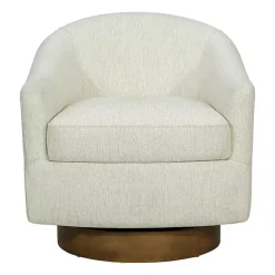 Sale Kirklands Home Ashton Cream Swivel Chair with Wood Base White
