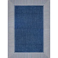 Sale Kirklands Home Asia Blue Stripe Border Outdoor Rug, 5x8