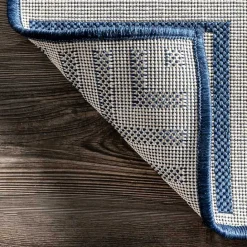 Kirklands Home Asia Blue Stripe Border Outdoor Rug, 8x10