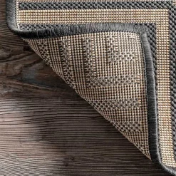 Sale Kirklands Home Asia Gray Stripe Border Outdoor Rug, 5x8