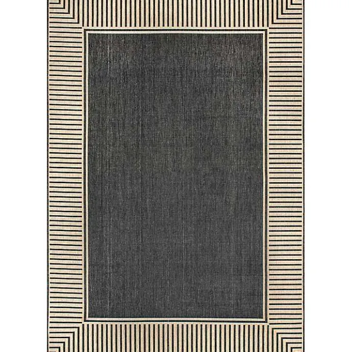 Clearance Kirklands Home Asia Gray Stripe Border Outdoor Rug, 8x10