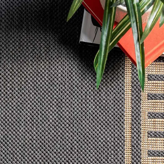 Clearance Kirklands Home Asia Gray Stripe Border Outdoor Rug, 8x10