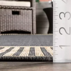 Clearance Kirklands Home Asia Gray Stripe Border Outdoor Rug, 8x10