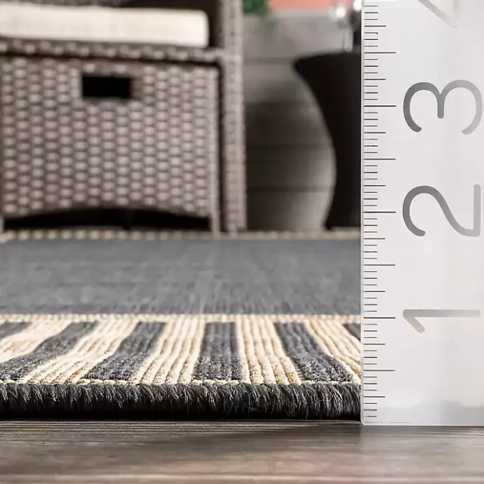 Clearance Kirklands Home Asia Gray Stripe Border Outdoor Rug, 8x10
