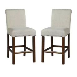 Discount Kirklands Home Aubrey Natural Upholstered 2-pc. Counter Stool Set Tan
