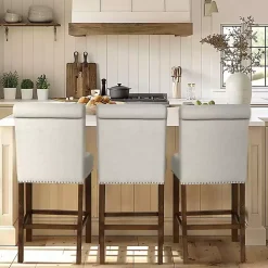 Discount Kirklands Home Aubrey Natural Upholstered 2-pc. Counter Stool Set Tan