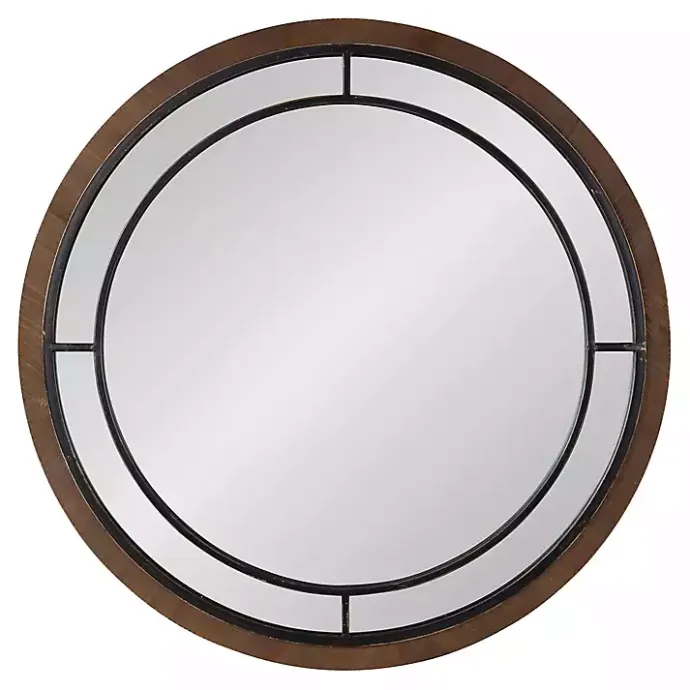 Kirklands Home Audubon Wood Round Wall Mirror Brown