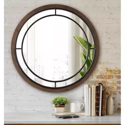 Kirklands Home Audubon Wood Round Wall Mirror Brown