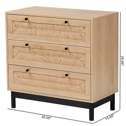 Kirklands Home Ava Light 3-Drawer Cabinet Brown