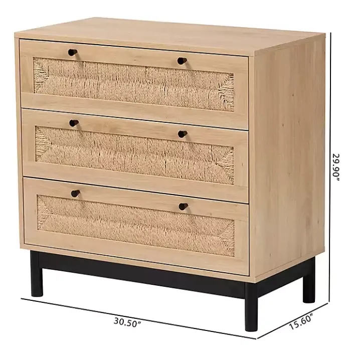 Kirklands Home Ava Light 3-Drawer Cabinet Brown
