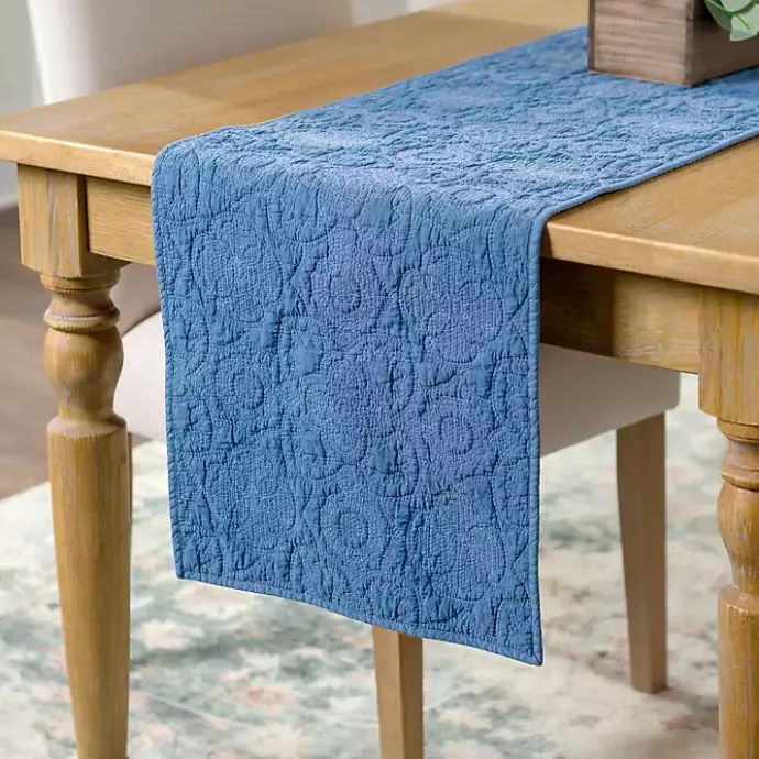 Kirklands Home Avery Quilted Table Runner, 80 in. Blue
