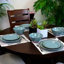 Outlet Kirklands Home Azure Glazed Round 12-pc. Dinnerware Set