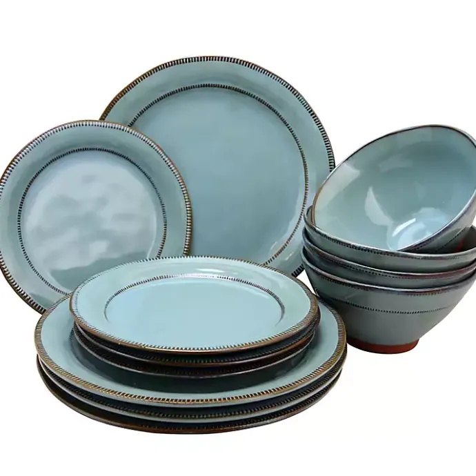 Outlet Kirklands Home Azure Glazed Round 12-pc. Dinnerware Set