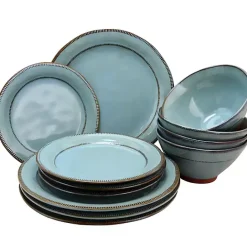 Outlet Kirklands Home Azure Glazed Round 12-pc. Dinnerware Set